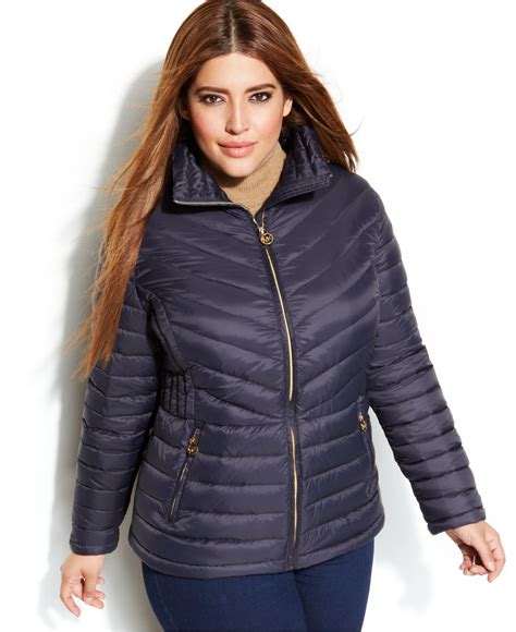 michael kors plus size packable down jacket|Michael Kors reversible puffer jacket.